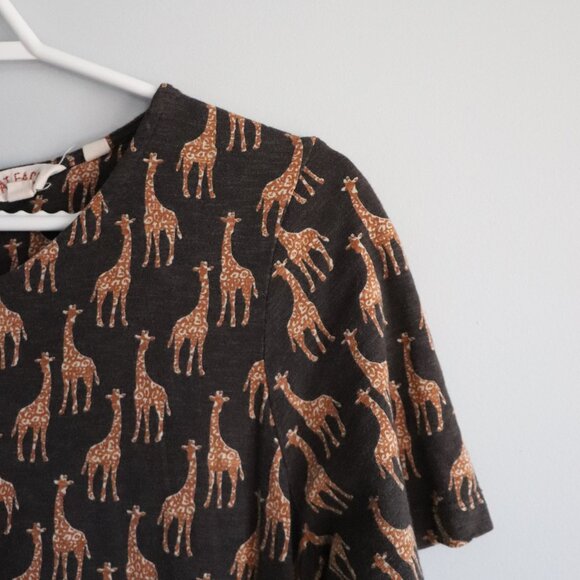 Fat Face Womens Brown Sz 6 Simone Animal Print Jersey Giraffe A-Line Midi Dress - Picture 5 of 11
